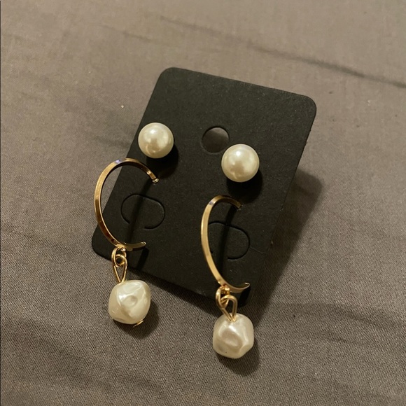 2-pair Pearl Dangle and Studs Earrings - Picture 1 of 3